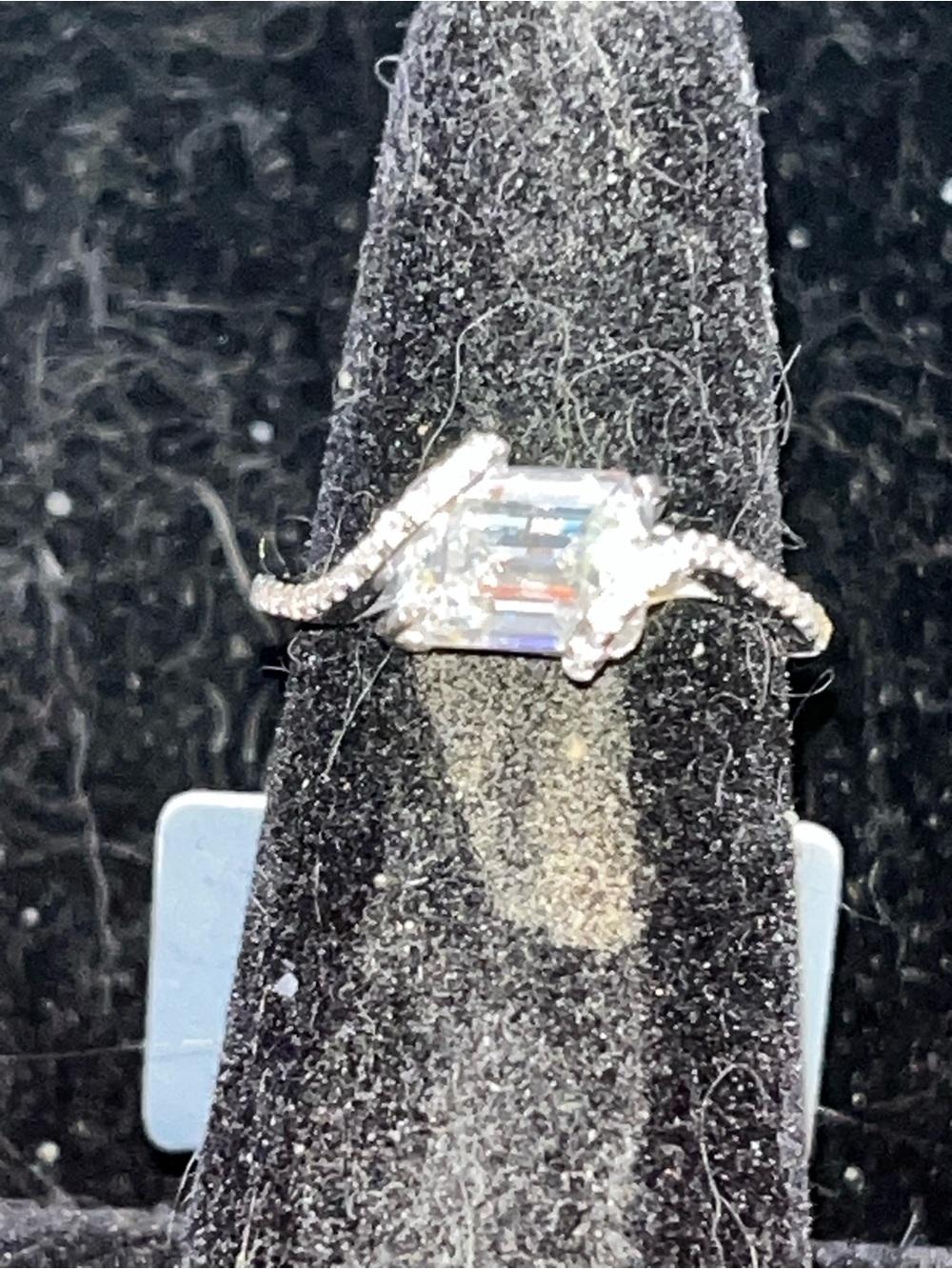 Sterling silver ring with moissanite set east and west